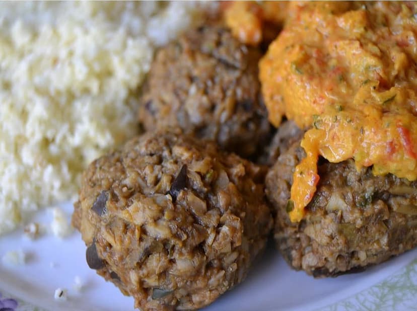 Albóndigas de heura y berenjena